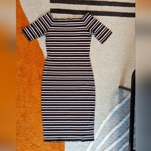 Striped off shoulder bodycon dress, xs